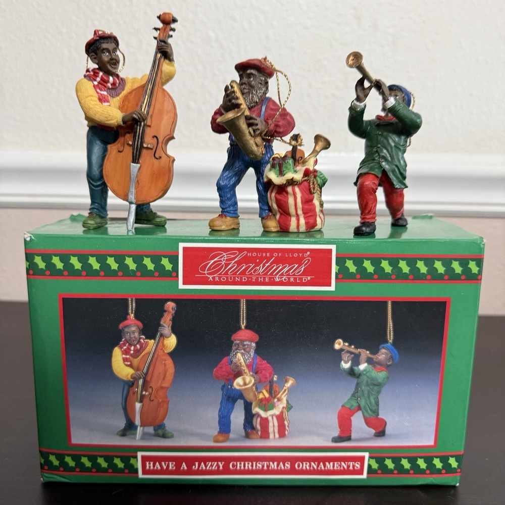 House Of Lloyd Have A Jazzy Christmas Ornaments Musician Double Bass Sax Trumpet